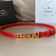 Prada Smooth Calfskin Belt with PRADA Buckle Red 2021