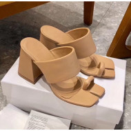 Maison Margiela Tabi Logo Embossed Leather Wide Strap Sandals Nude 2020