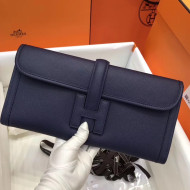 Hermes Jige Elan 29 Epsom Leather Clutch Bag Deep Blue 2019