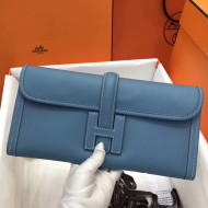 Hermes Jige Elan 29 Epsom Leather Clutch Bag Denim Blue 2019
