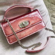 Miu Miu Cleo Sequin Shoulder Bag 5BD115 Pink 2019