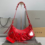 Balenciaga Le Cagole Lambskin Small Shoulder Bag Red/Aged Silver 2021