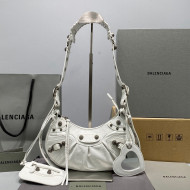 Balenciaga Le Cagole Lambskin XS Shoulder Bag White/Aged Silver 2021
