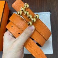 Hermes Glenan Reversible Calfskin Belt 25mm with Stud H Orange 2021