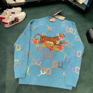 Gucci Tiger Interlocking G Sweater Blue 2022 23