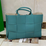 Bottega Veneta Maxi Arco Tote Bag in Woven Lambskin Blue 2021 620623