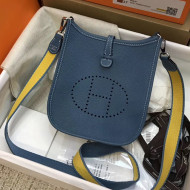Hermes Evelyne Mini Bag in Original Togo Leather 17cm Denim Blue
