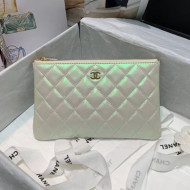 Chanel Quilted Iridescent Lambskin Small Pouch White/Pink 2020