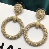 Chanel Twist Pearls Hoop Earrings 02 White/Gold 2019