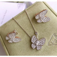 Van Cleef & Arpels Crystal Butterfly Necklace and Earrings 16 Silver 2020