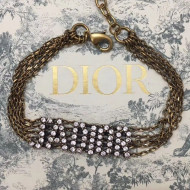 Dior J'Adior Crystal Chain Bracelet Aged Gold/Crystal White 2019