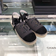 Chanel Fabric Slingback Lace-up Espadrilles Dark Gray 2019