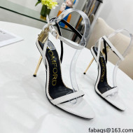 Tom Ford Leather Padlock Pointy Naked Sandals 105mm Heel White 2022 