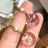 Dior J'Adior Pink Crystal Short Earrings Aged Gold/Pink 2019