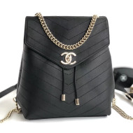 Chanel Coco Chevron Calfskin Backpack A57555 Black 2018