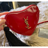 Saint Laurent Monogram Heart Cross Body Bag in Smooth Leather 540694 Red 2018