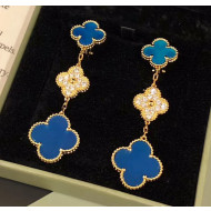 Van Cleef & Arpels Three Clovers Earrings With Crystal 2061216 Blue 2020
