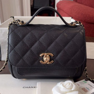Chanel Quilted Grained Calfskin Mini Messenger Flap Top Handle Bag A93067 Black 2019