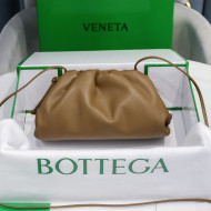 Bottega Veneta The Mini Pouch Soft Clutch Bag in Acorn Khaki Calfskin 2020 585852