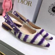 Dior J'Adior Slingback Ballerina Flat in Purple D-Stripes Embroidery 2021