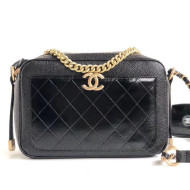 Chanel Quilting Grained Calfskin & Wax Leather Camera Case Bag Black 2019