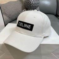 Celine Canvas Baseball Hat White 2021