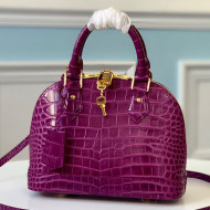 Louis Vuitton Alma BB Top Handle Bag in Crocodile Leather N94270 Purple 2019