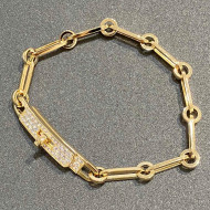 Hermes Kelly Chaine Crystal Bracelet Gold 2021 082512