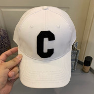 Celine Canvas C Baseball Hat White 2021