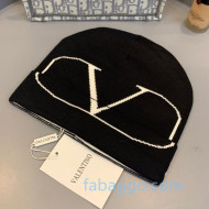 Valentino VLogo Wool Knit Hat Black/White 2020