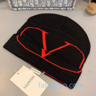 Valentino VLogo Wool Knit Hat Black/Red 2020