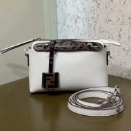 Fendi Leather Boston By The Way Mini Bag with FF Motif White 2019