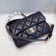 Chanel Quilted Leather Flap Waist Bag with Pearl Strap AP1122 Black 2020