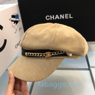 Chanel Canvas Hat with Chain Charm Beige 2020