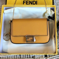 Fendi Leather Nano Baguette Chain Bag/Charm Yelllow 2019