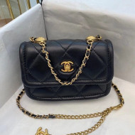 Chanel Quilted Lambskin Belt Bag with Metal Buttons A81018 Black 2020