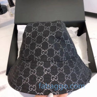 Gucci Silver GG Lamé Bucket Hat Black 2020