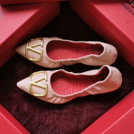 Valentino VLogo Leather Flat Ballerinas Pink 2020