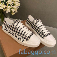 Burberry Check Canvas Low-Top Sneakers with Side Logo Grey 2020