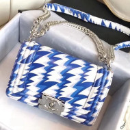 Chanel Lambskin Printing and Dyeing Small Boy Flap Bag White/Blue 2018