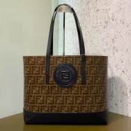Fendi Glazed FF Fabric and Leather Shopper Bag Black 2019