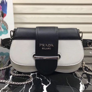 Prada Sidonie Leather Belt Bag 1BL021 Black/White 2019