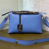 Fendi Leather Boston By The Way Regular Bag with FF Motif Blue 2019