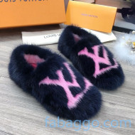 Louis Vuitton LV Mink Fur and Wool Homey Flats Loafers Blue/Pink 2020