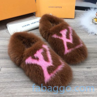 Louis Vuitton LV Mink Fur and Wool Homey Flats Loafers Brown/Pink 2020