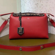 Fendi Leather Boston By The Way Regular Bag with FF Motif Red 2019