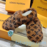 Louis Vuitton Monogram Mink Fur and Wool Homey Flats Loafers Brown 2020