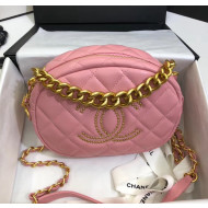 Chanel Lambskin Studs Camera Case Clutch Bag With Chain AS1511 Pink 2020