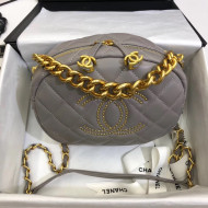 Chanel Lambskin Studs Camera Case Clutch Bag With Chain AS1511 Grey 2020