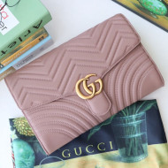 Gucci GG Marmont Chevron Leather Clutch 498079 Pink 2019